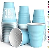 Party Solids 18 Oz Light Blue Plastic Cups For Party Supplies 50 Pack | Light Blue Disposable Cups Plastic | Disposable Drinkware For Parties, Events & Everyday
