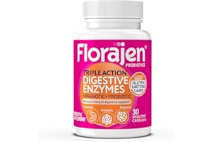 Florajen Digestive Enzymes with Probiotics and Prebiotics for Women and Men - Digestive Health, Gut Relief & Bloating - Triple Action Formula - 30ct
