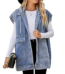 PAODIKUAI Women's Denim Vest Mid Long Jean Vest