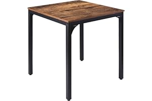 MUPATER Square Industrial Kitchen Dining Table, Desk for Small Spaces with Stable Metal Sturdy Construction, 27.6''W x 27.6''L x 29.5''H, Rustic Brown