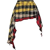 MakeMeChic Women's Plaid Skirt Low Waist Asymmetrical Tiered Ruffle Y2k Mini Skirts