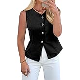 Tankaneo Womens Button Down Denim Vests Tops Sleeveless Fitted Jean Tank Tops Y2k Trendy Casual Waistcoat