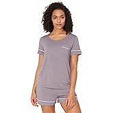 GYS Bamboo Viscose Women's Pajama Sets Short Sleeve Crew Neck 2 Piece Pajama Set for Women