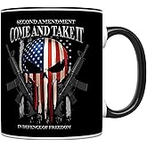 YouNique Designs Gun Mug - 11 Oz, Patriotic, Second Amendment Gift for Gun Enthusiasts (Black Handle)