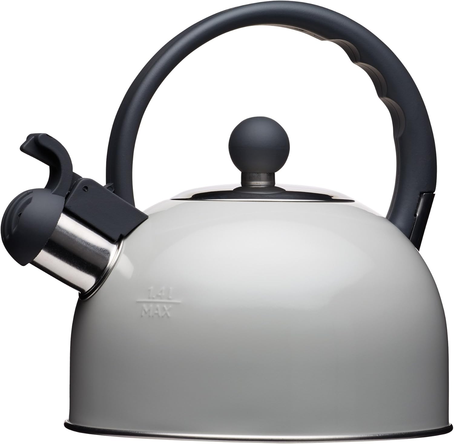 KitchenCraft Living Nostalgia Whistling Stove Top Kettle, for Induction Hob KitchenCraft’s 1 Year Guarantee, Metal, 1.3L, French Grey