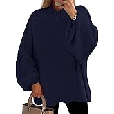 PRETTYGARDEN Women's 2026 Fall Oversized Sweaters Chunky Knit Mock Neck Long Sleeve Casual Trendy Pullover Winter Clothes