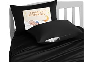 NTBAY Zippered Silk Satin Toddler Pillowcases - 2 Pack Hidden Zipper 13x18 Pillowcases - Luxury and Silky Baby Travel Pillow Covers, Black