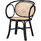 Bali & pari Palesa Modern Bohemian Two-Tone Black and Natural Rattan Dining Chair