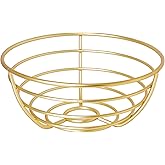 Spectrum Euro Gold Wire Fruit Basket for Kitchen Countertop Storage, Sturdy Steel Metal Wire Decorative Fruit Bowl for Fresh Produce Vegetables Bread & Snacks Modern Open Design for Airflow