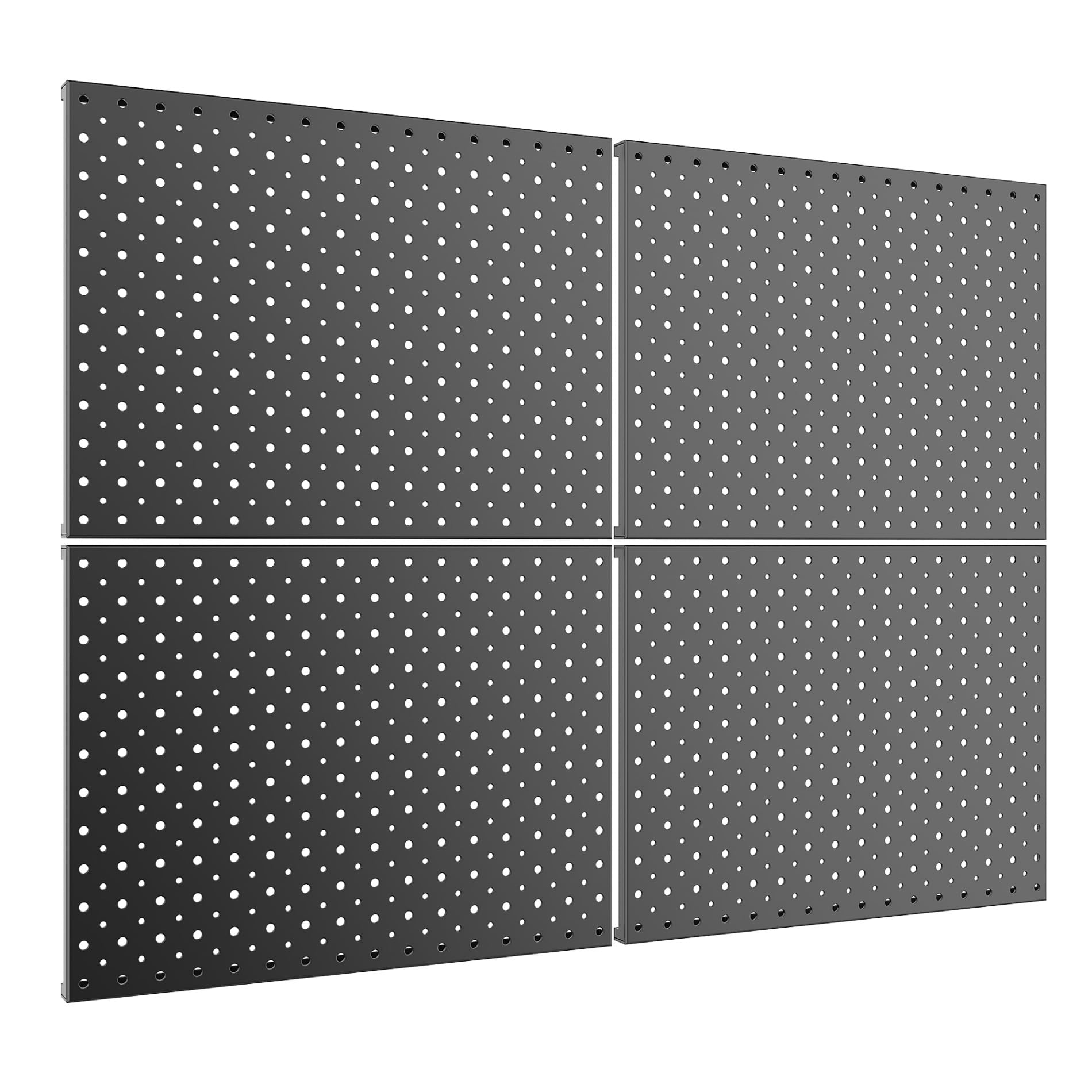 Photo 1 of **********One panel is missing************
TORACK 4 PCS 12"x16" Metal Pegboard Panels for Garage, Workbench, Shop, Tool Organizer Peg Board with 1/8" & 1/4" Holes, Modular Wall-Mounted Pegboard for Pegboard Hooks (Black)
