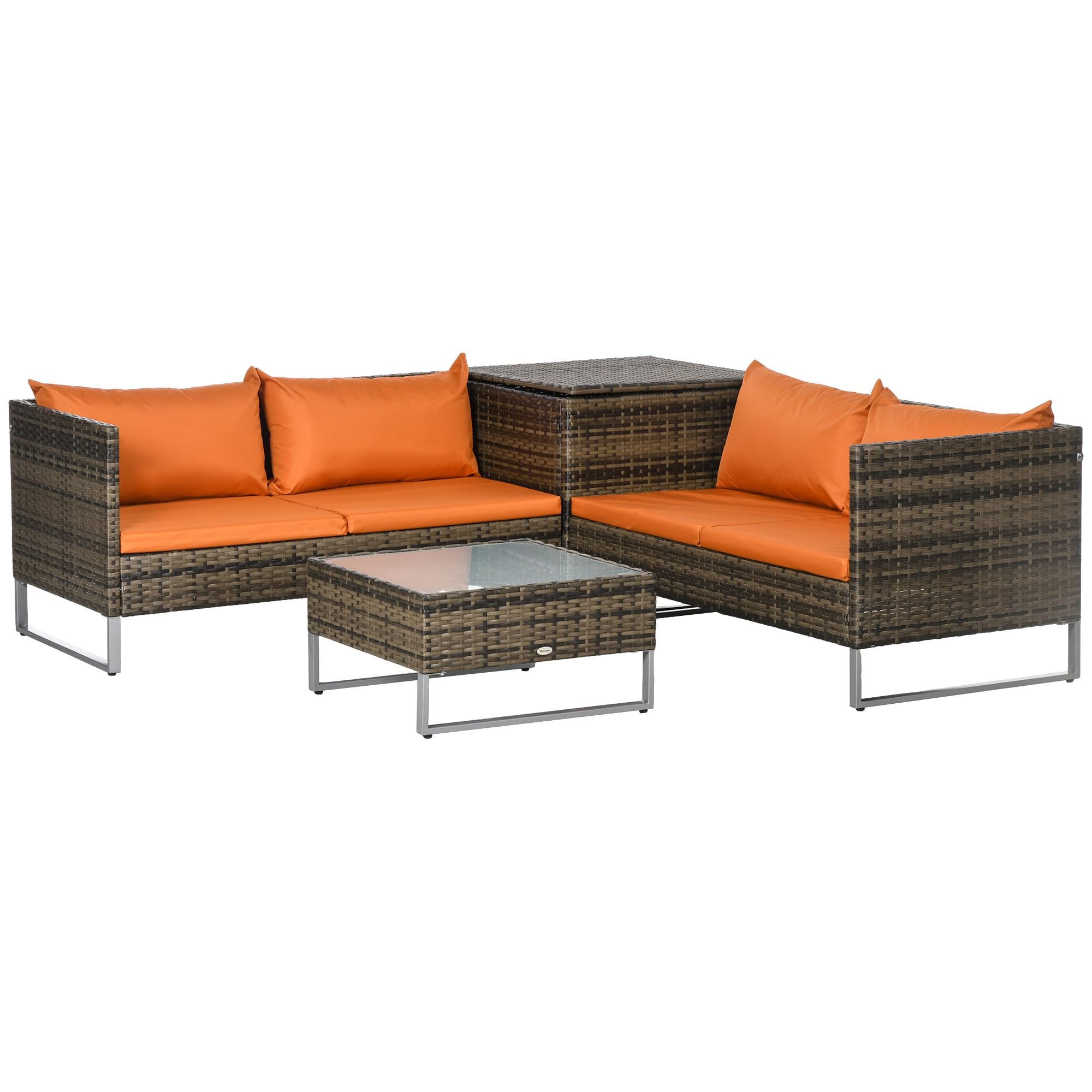 Outsunny 4-Seater Rattan Garden Set with...