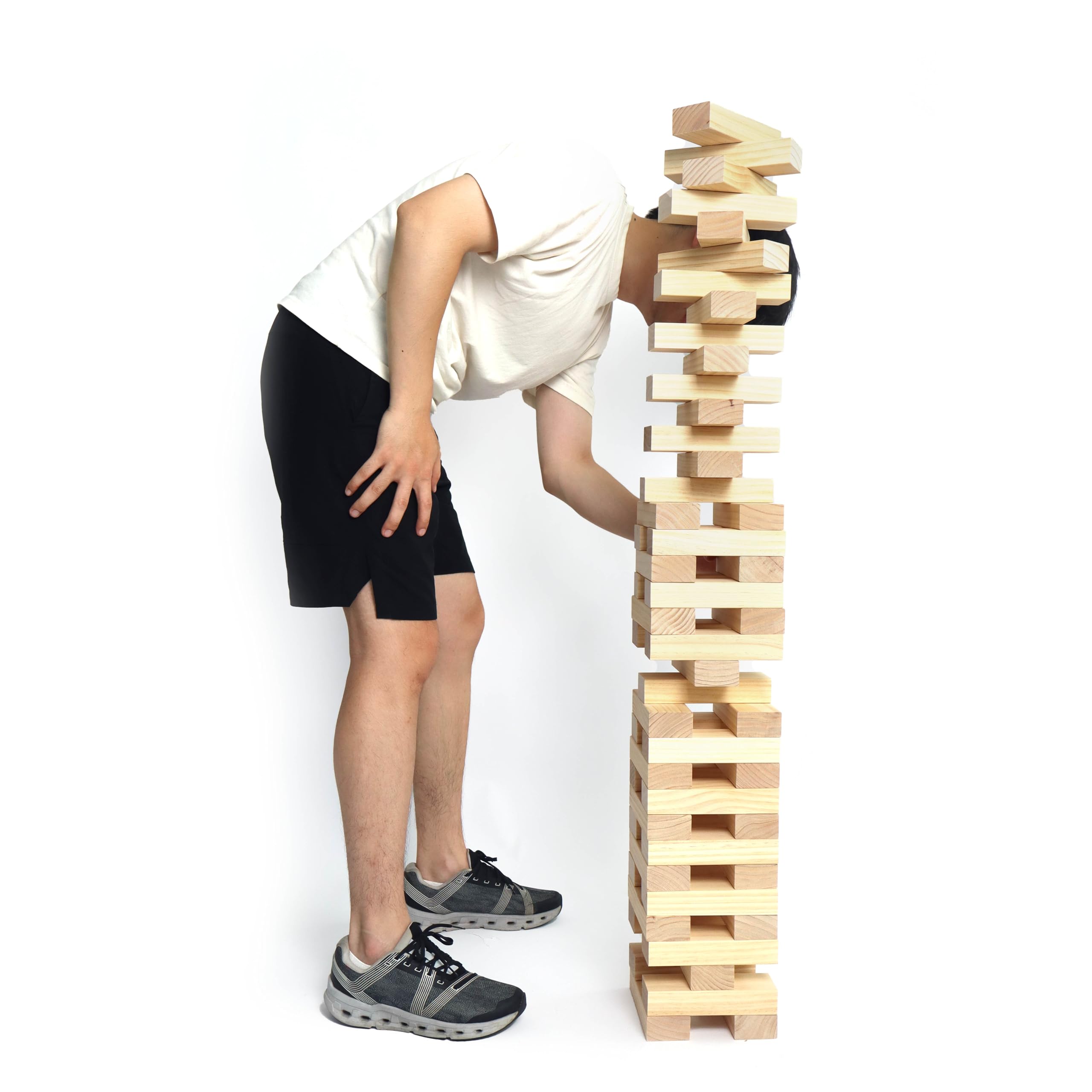 Outdoor Games Giant Tower Stacking Game Stack to 5 Ft Tall Includes 54 Blocks Carry Bag and Scoreboard - for Backyard,Beach,Lawn,Tailgates