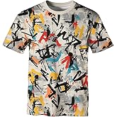 GHUALURU Mens Casual Graffiti Print T-Shirt Short Sleeve Hip Hop T-Shirts