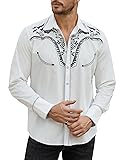 Daupanzees Men's Long Sleeve Embroidered Shirt