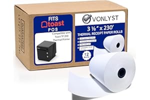 Vonlyst Thermal Printer Paper Roll for Toast TP200 Receipt Printer Point of Sale (12 rolls)