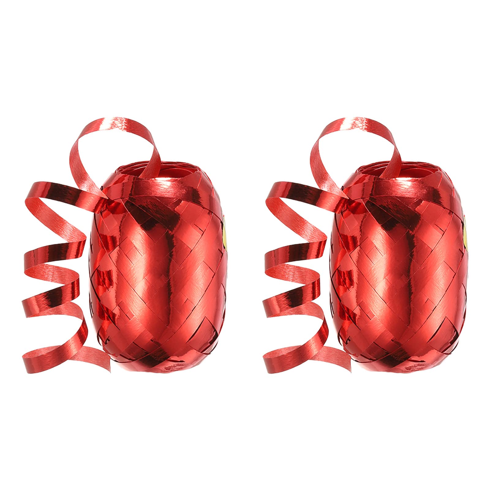 PATIKIL 2pcs Curling Ribbon Crimped Balloon String Shiny Metallic 5mm 10m for Christmas Wedding Gift Crafts Florists Decoration Red