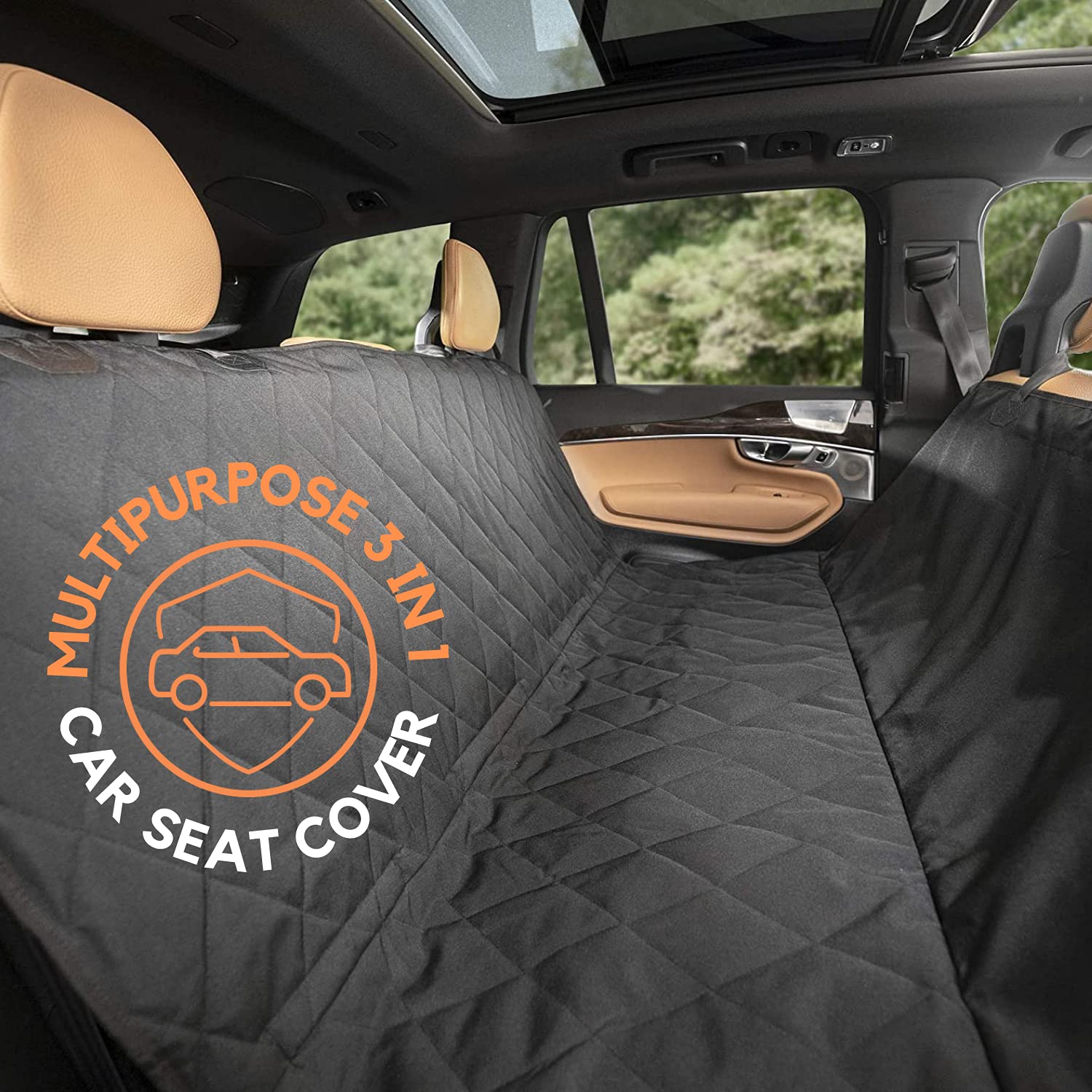 Dog Car Seat Cover | Heavy Duty Car Seat Protector For Dogs | Non Slip, Waterproof, Anti Scratch Car Seat Cover For Dogs | Multipurpose Car boot, Back Seat & Hammock Cover | Fits All Cars!