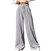 BTFBM Womens Wide Leg Sweatpants Casual Loose Solid Color Pants Comfy Lounge Joggers Baggy Sweatpants Pockets