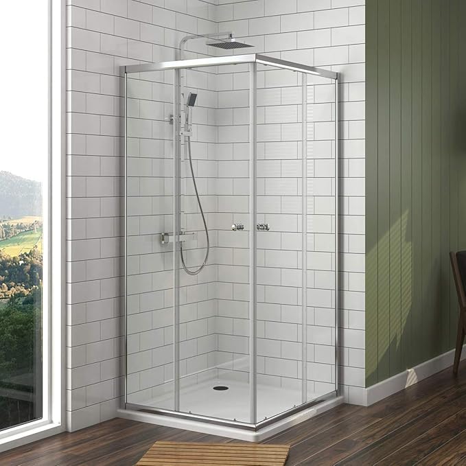 Meykoe 70x100x185cm Duschkabine Eckeinstieg mit Schiebetür aus 6mm ESG Sicherheitsglas Doppel Duschtür Set