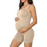 Suekaphin Womens Square Neck Maternity Bodysuit Jumpsuit Romper,Stretch Pregnancy Shapewear,Tank Top Maternity Support