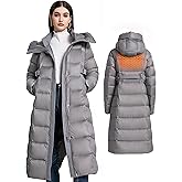 LOLA PIU Women's Winter Full Length 800 Fill Duck Down Coat,Plus Size Long Puffer Jacket Parka for Ladies,Hooded,Thickened