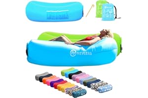 Nevlers 2 Pack Inflatable Loungers Air Sofa Couch | Perfect for Beach Chair Camping Chairs or Portable Hammock |Travel Bag Pouch, Pegs & 3 Pockets| Movie Seating & Camping Accessories Blow Up Lounger