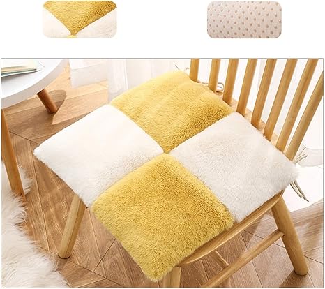 Amazon 座布団 クッション ふわふわ チェック柄 可愛い 座布団カバー イス用スクエアシートクッション イエロー 紐付き いす用 夏も快適 食卓テーブル椅子に最適 低反発 キレイめ 座り心地良い 43 43 1 イス用クッション スクエアクッション テーブルクロス オンライン通販
