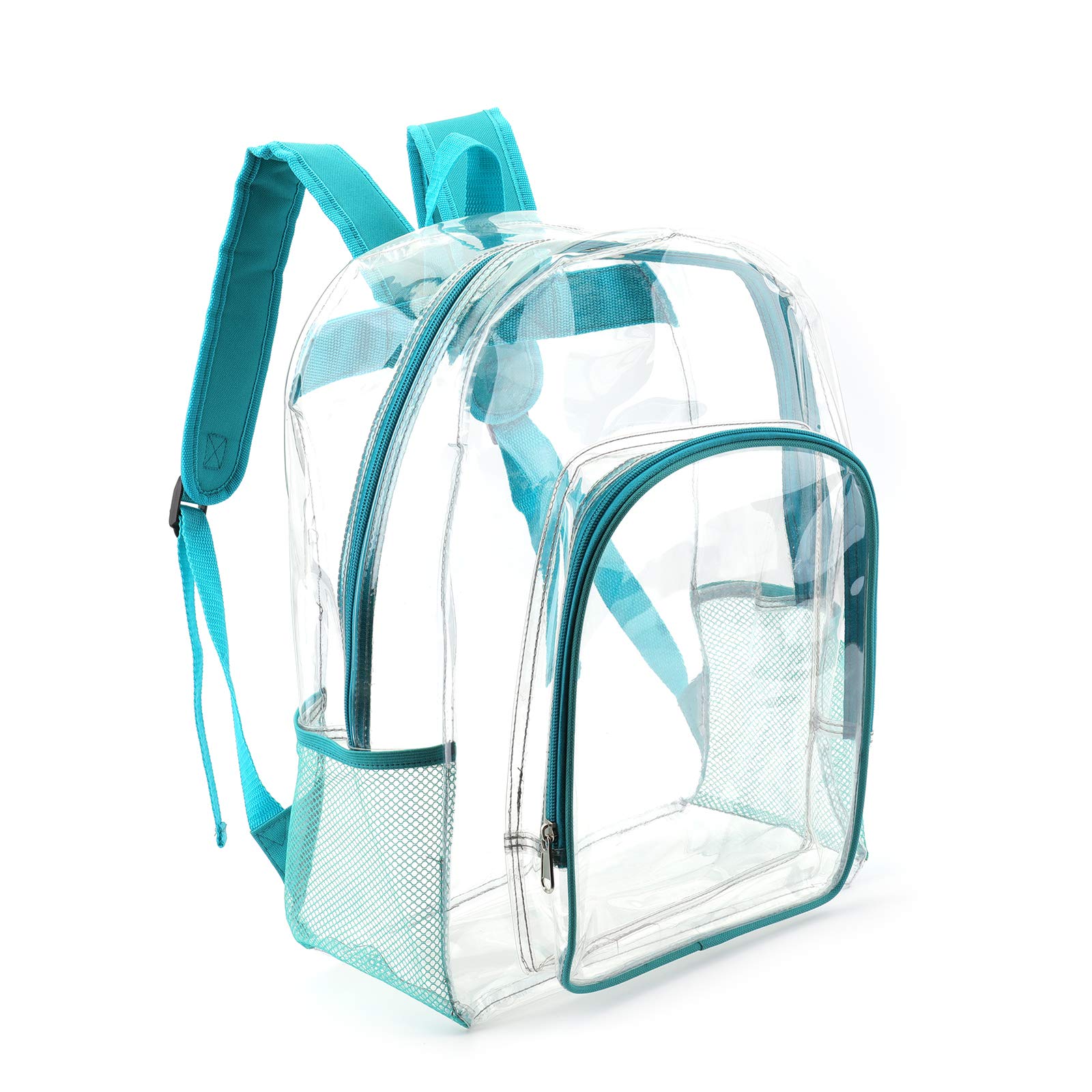 JOMPARO Heavy Duty Clear Backpacks for School Transparent See Through Backpack for Kids Adults (Turquoise)