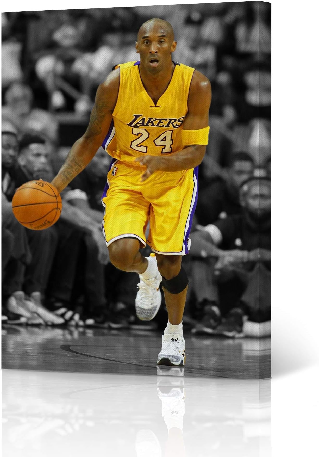 Canvas Print Kobe Bryant Colored in Black and White Canvas Wall Art Print Living Room Bedroom Decor Ready to Hang Made in USA - 12x8
