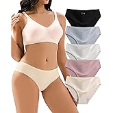 Jaywan Women's Seamless Bikini Cheeky Panties 5 Pack No Show Underwear, Breathable Stretchy Fabric Multi-Color for Everyday