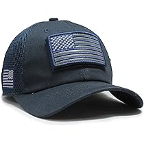 USA Flag Navy Blue Color Hat Detachable Patch Micro Mesh