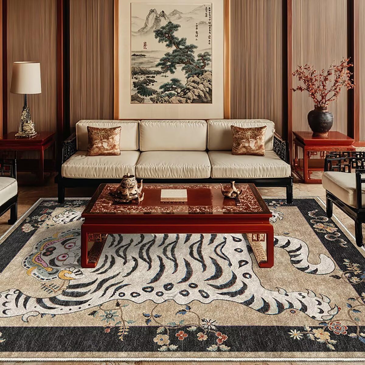 Pphcpx Tibetan Tiger Rug for Living Room 6x9 ft