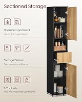 VASAGLE Tall Bathroom Cabinet Slim Storage 30x30x170 cm Ink Black view 3