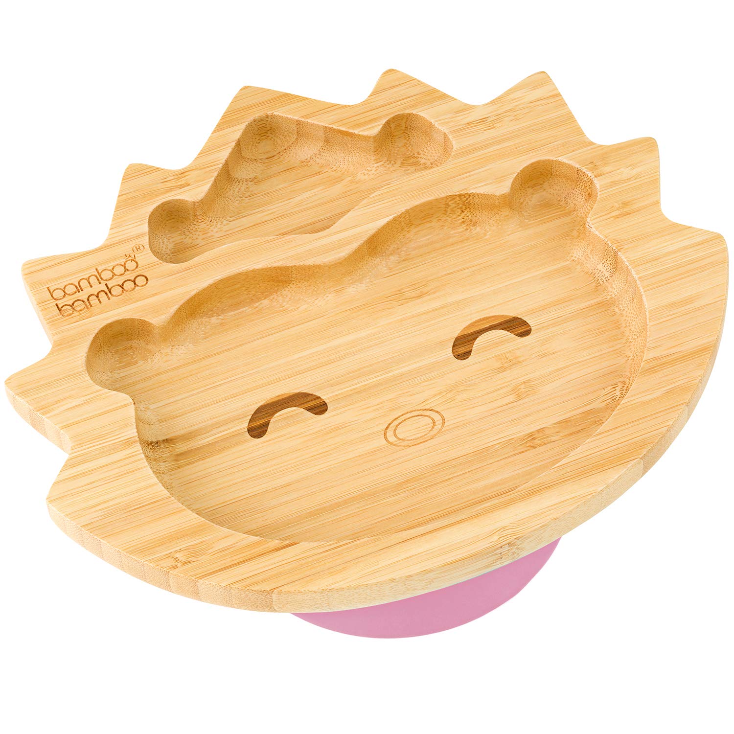 bamboo bamboo Baby Plate and Toddler Plate, Suction Plate for Feeding and Weaning, Bamboo Hedgehog Plate with Secure Suction, Suction Plates for Babies from 6 Months (Hedgehog, Pink)