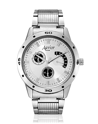 Aavior Mens Silver Dial Chronograph Pattern Analog Wrist Watch -AA.083