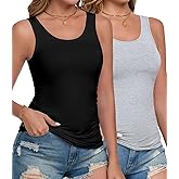 wirarpa Women's Tank Tops Micro Modal Summer Women's Camis Undershirts 2 Pack
