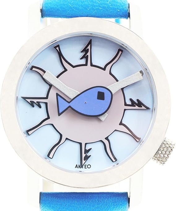 Amazon アクテオ Akteo メンズ レディース 腕時計 グッズ 34mm フィッシュ 魚 Fish ウォッチ 時計 ブルー フランス製 国内正規品 メンズ腕時計 腕時計 通販
