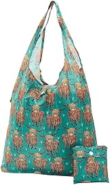 ECO CHIC Highland Cow Teal Lightweight Foldable Shopping Bag 12L 15kg view 6