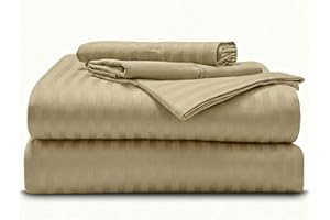 Patelorama-Home Queen XL - 60" x 84" Size 400 Thread Count 100% Egyptian Long Staple Cotton Striped Sheets Set Soft Breathabl