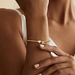 M MOOHAM Gold Initial Bracelet for Women - Dainty