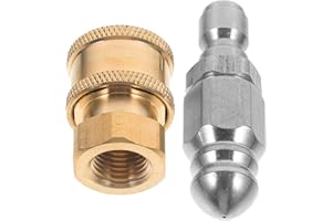 KALLORY Garden Hose High Pressure Jet Nozzle 1/4 Inch Quick-Connect Stainless Steel Sprayer Set for Outdoor