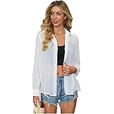 OYOANGLE Women's Mesh Sheer Long Sleeve Shirt See Through Button Down Blouse Top