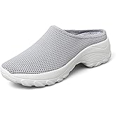 Women's Knitting Platform Orthopedic Clogs Mules Slip On Lightweight Breathable Arch Support Wedge Backless Sneakers Summer Outdoor Non-Slip Slipper Walking Shoes for Daily Work