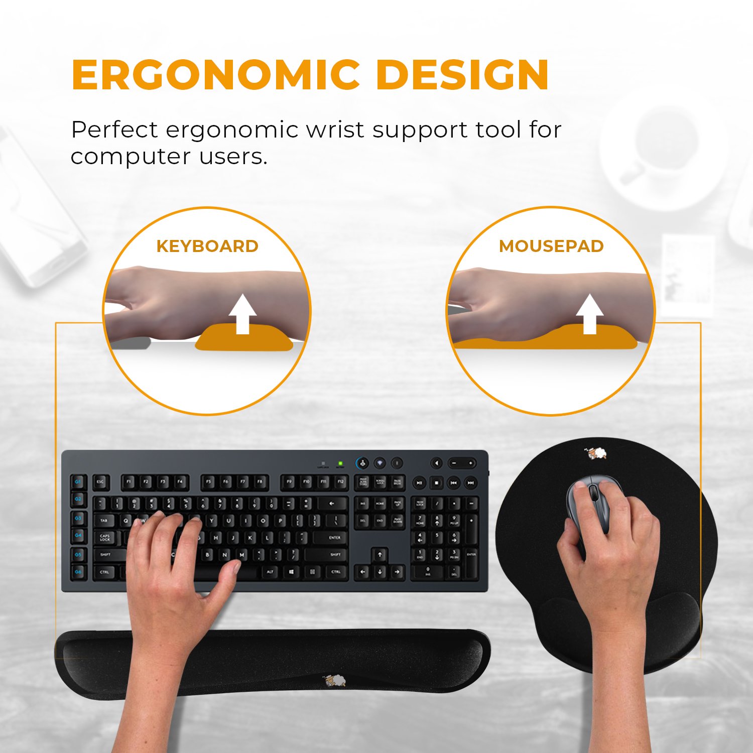 CushionCare Keyboard Wrist Rest Pad - Mouse Pad Included - Ergonomic Support - Made of Foam That Is Built to Last- Provides Comfort and Support to Hands