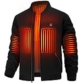 KTSSL Men’s Heated Jacket with 12V Battery, Windproof Bomber Jackets Winter Warm Casual Heating Coat with 5 Heating Areas