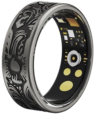 CNBRO Smart Ring Heart Rate Monitor Sleep Ring Fitness Tracker Blood Pressure Step Counter Calorie Pedometer Waterproof Health Vintage Smart Rings for Men Women Unique Anillo Inteligente