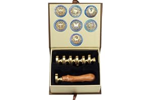 Wax Seal Stamp kit, ANBOSE Animal Wax Seal Stamp Set with 7 PCS Removable Brass Heads and 1 Wooden Handle, Starry Butterfly D
