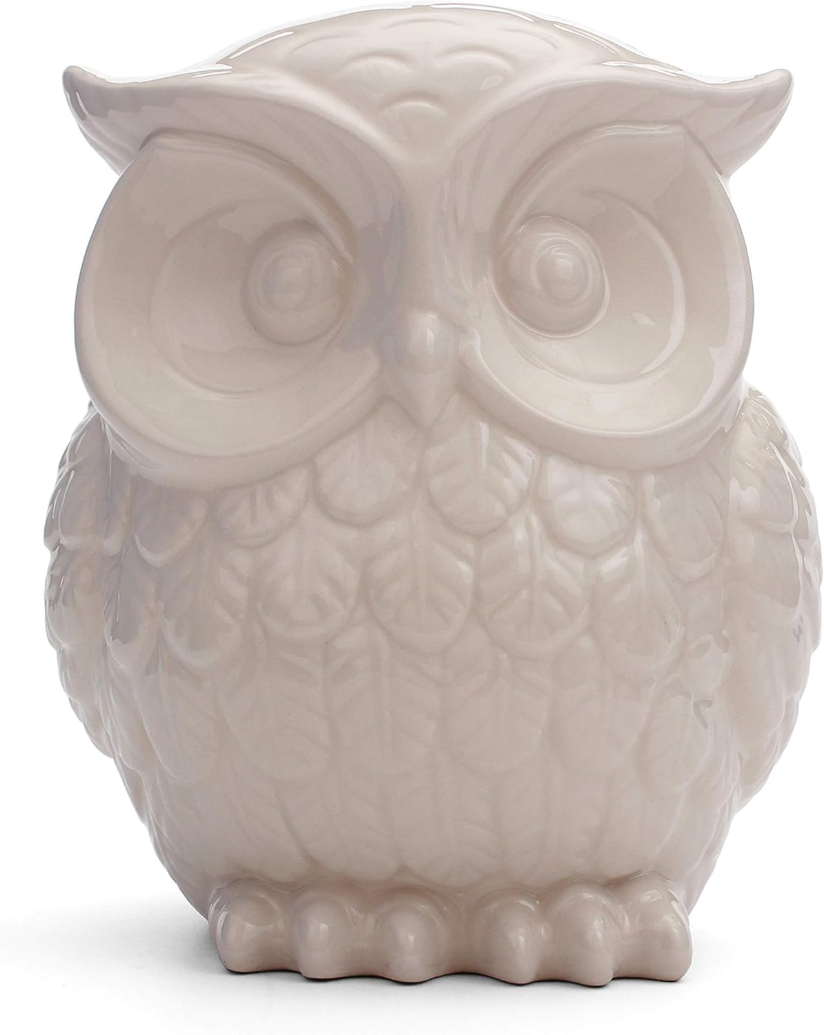 Milltown Merchants&Trade; Owl Figurine - Ceramic Owl - Owl Decor - White Ceramic Owl Statue (Large - 7.5") - Contemporary Owl Home Decor