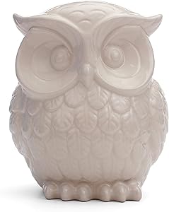 Milltown Merchants&Trade; Owl Figurine - Ceramic Owl - Owl Decor - White Ceramic Owl Statue (Large - 7.5") - Contemporary Owl Home Decor
