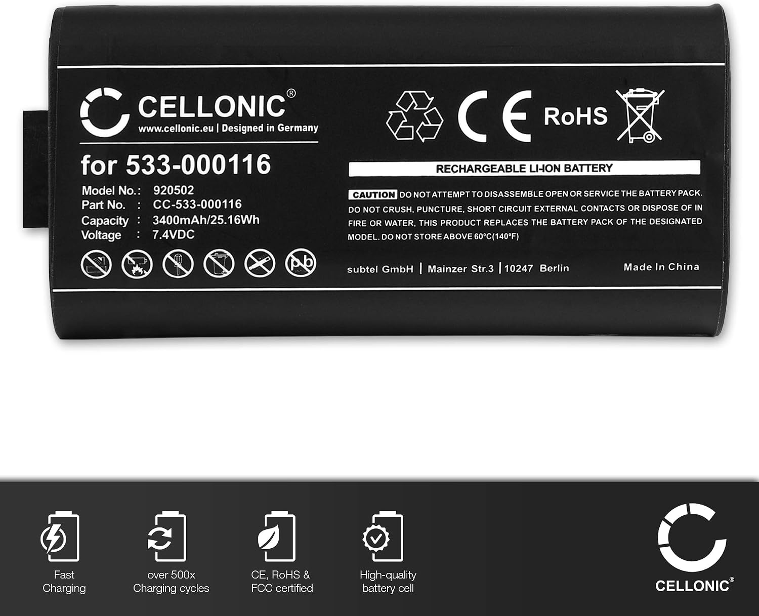 CELLONIC 1x Battery for Speaker Compatible with Ultimate Ears UE MegaBoom, S-00147, Compatible with Logitech 533-000116 - Image 4